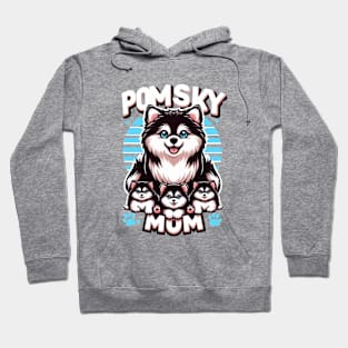 Pomsky Mom and Puppies "POMSKY MOM" Design Hoodie